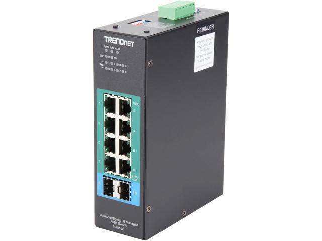 TRENDnet 10-Port Industrial Gigabit PoE+ DIN-Rail Switch