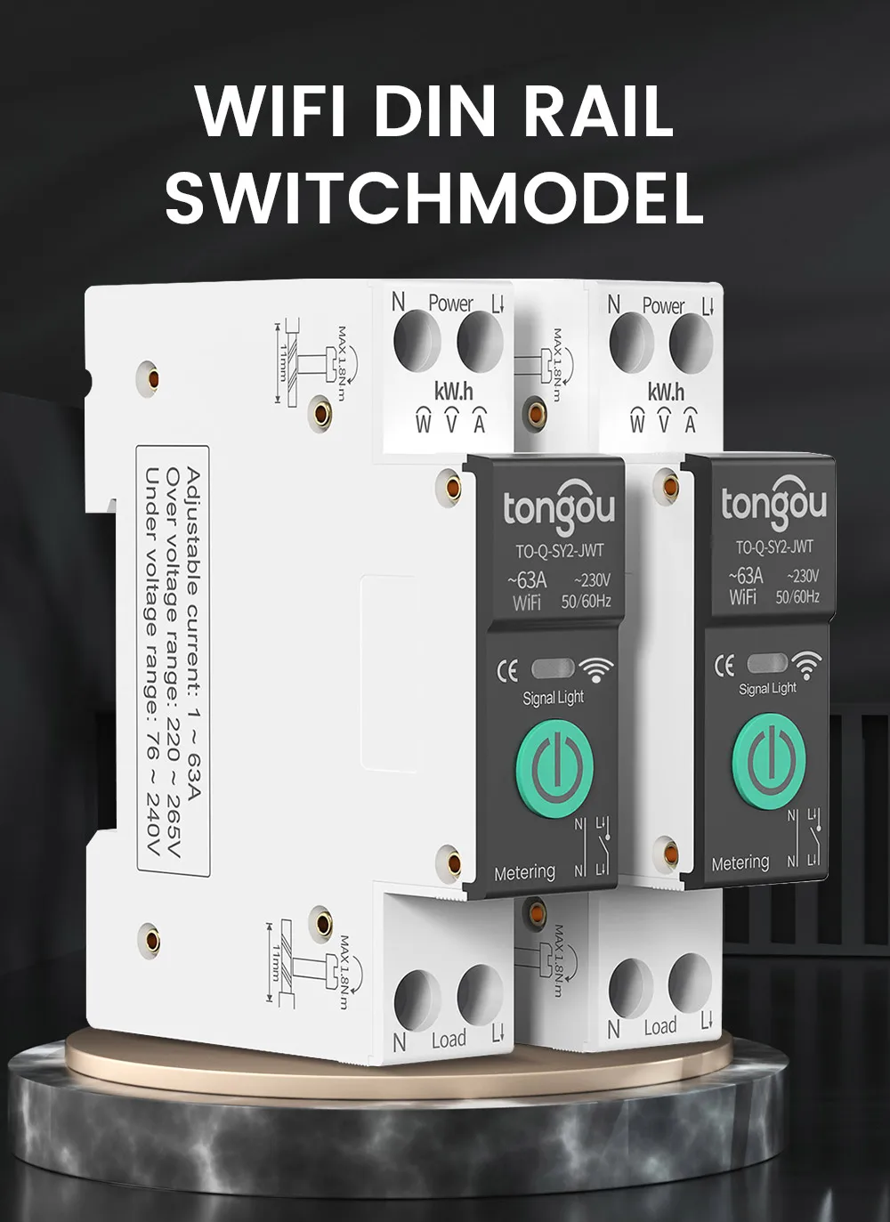 TUYA WIFI Smart Relay Switch Over Current Under Voltage Protection With Metering Timing Function TO-Q-SY2 JWT