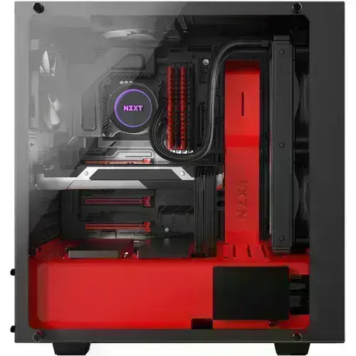 NZXT Elite ATX Mid Tower Computer Case, Black/Red