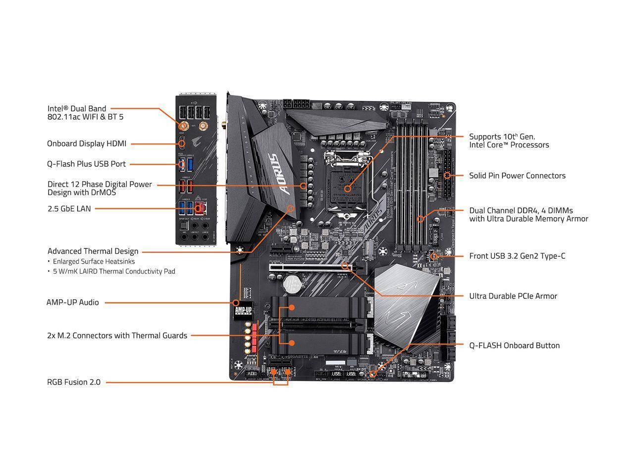 GIGABYTE Z490 AORUS ELITE AC LGA 1200 Intel Z490 ATX Motherboard